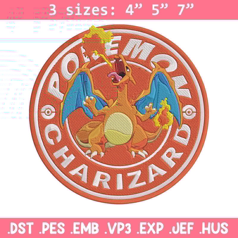 Charizard Embroidery Design, Pokemon Embroidery, Embroidery File, Anime Embroidery, Anime shirt, Digital download..jpg