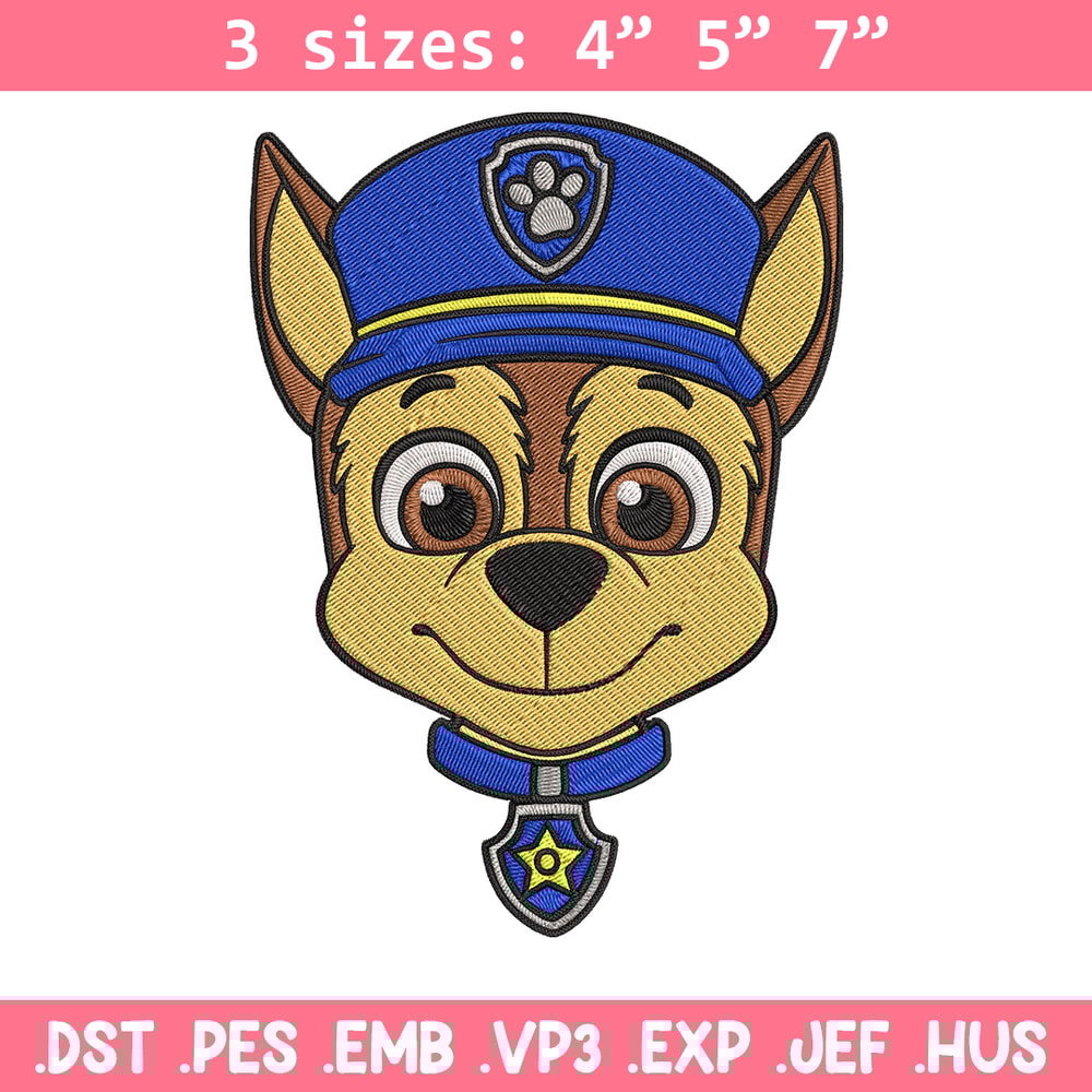 Chase dog Embroidery Design, Paw Patrol Embroidery, Embroidery File,Anime Embroidery, Anime shirt, Digital download.jpg