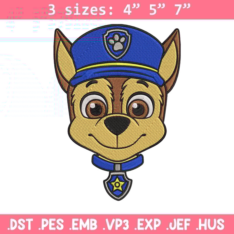 Chase dog Embroidery Design, Paw Patrol Embroidery, Embroidery File,Anime Embroidery, Anime shirt, Digital download.jpg