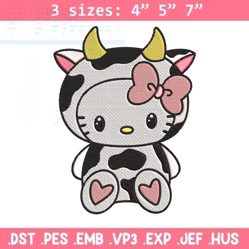 Cow Hello Kitty Embroidery Design, Hello Kitty Embroidery, Embroidery File, Cartoon shirt, Digital download..jpg