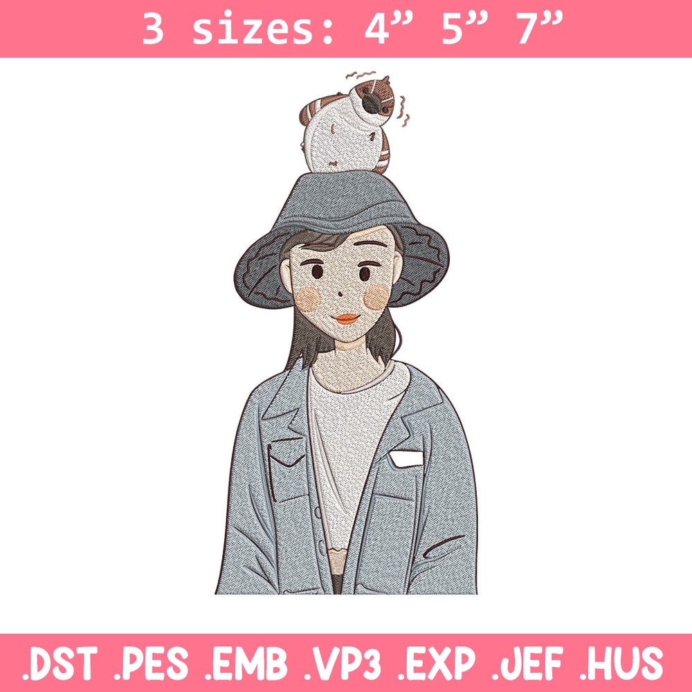 Cute girl Embroidery Design, Cartoon Embroidery, Embroidery File, Anime Embroidery, Anime shirt, Digital download.jpg