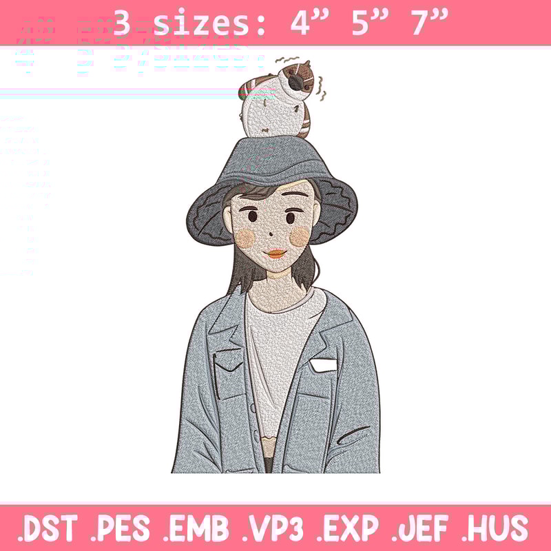 Cute girl Embroidery Design, Cartoon Embroidery, Embroidery File, Anime Embroidery, Anime shirt, Digital download.jpg
