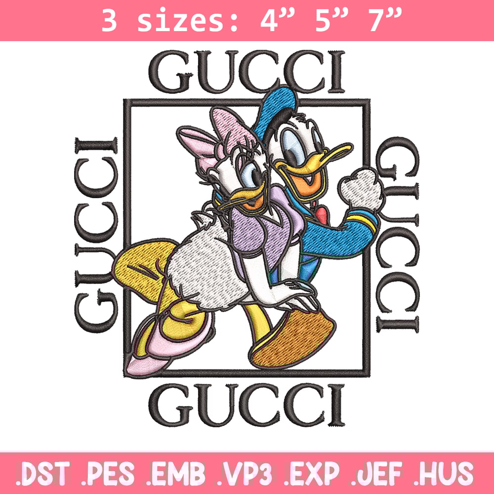 Daisy And Donald Duck Gucci Embroidery design, Disney Embroidery, cartoon design, Embroidery File, Digital download..jpg