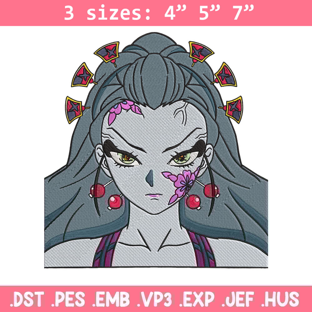 Daki face Embroidery Design, Demon slayer Embroidery, Embroidery File, Anime Embroidery, Anime shirt, Digital download.jpg