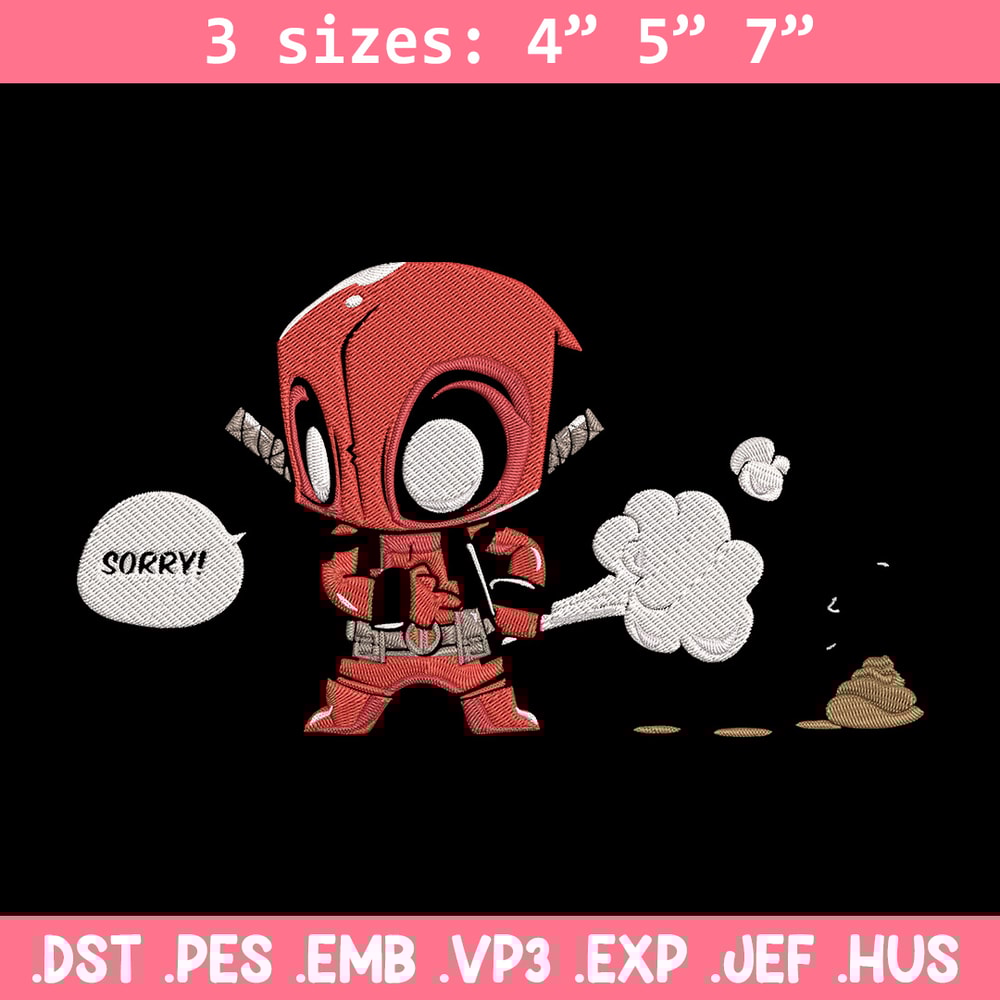 Deadpool chibi Embroidery Design, Deadpool Embroidery, Embroidery File, Anime Embroidery, Anime shirt, Digital download.jpg