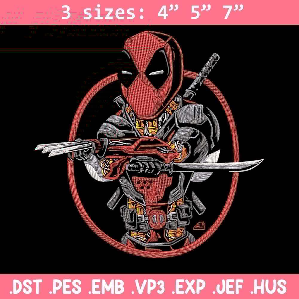 Deadpool circle Embroidery Design, Deadpool Embroidery, Embroidery File, Anime Embroidery, Anime shirt, Digital download.jpg