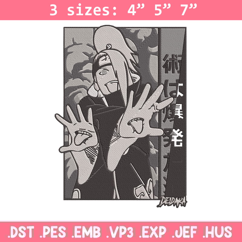 Deidara poster Embroidery Design, Naruto Embroidery, Embroidery File, Anime Embroidery, Anime shirt, Digital download.jpg