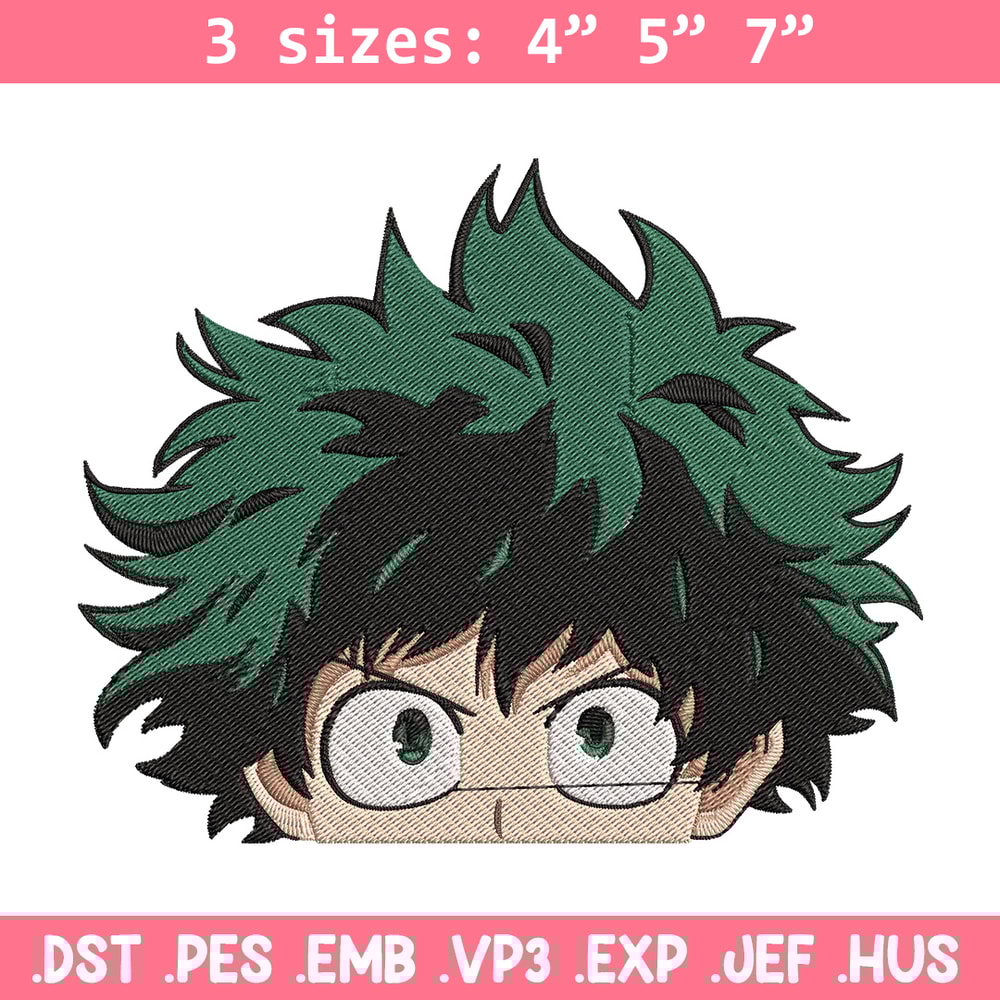 Deku face Embroidery Design, Mha Embroidery, Embroidery File, Anime Embroidery, Anime shirt, Digital download.jpg