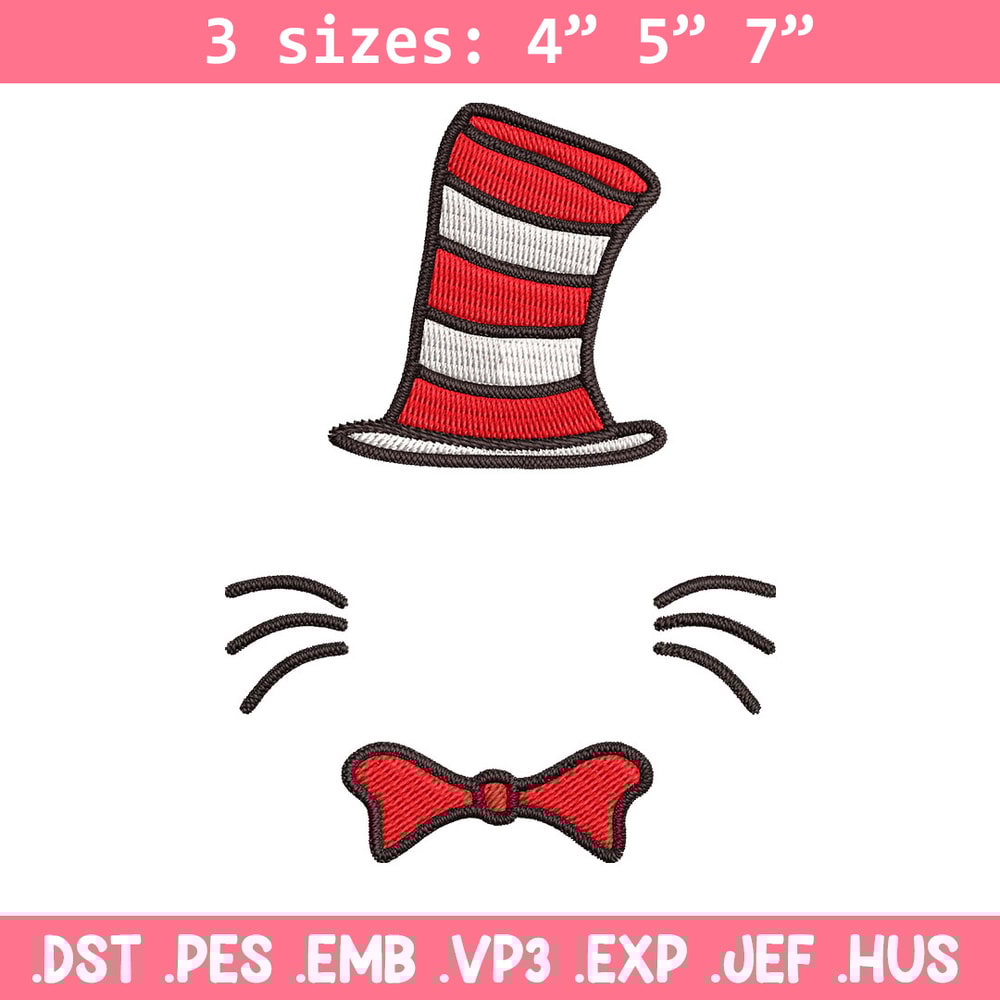 Dr Seuss Hat Embroidery Design, Dr seuss Embroidery, Embroidery File, logo shirt, Embroidery design, Digital download.jpg