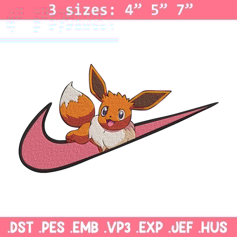 Eevee x nike Embroidery Design, Pokemon Embroidery, Embroidery File, Nike Embroidery, Anime shirt, Digital download.jpg