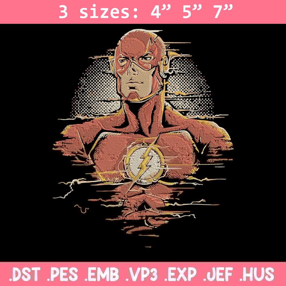 Flash poster Embroidery Design, DC comics Embroidery, Embroidery File, Anime Embroidery, Anime shirt, Digital download.jpg