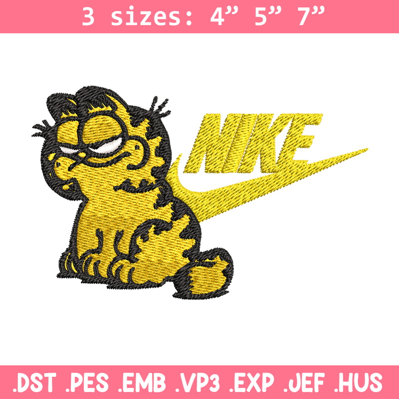 Garfield Nike Embroidery design, cartoon Embroidery, Nike design, Embroidery file, cartoon shirt, Instant download..jpg