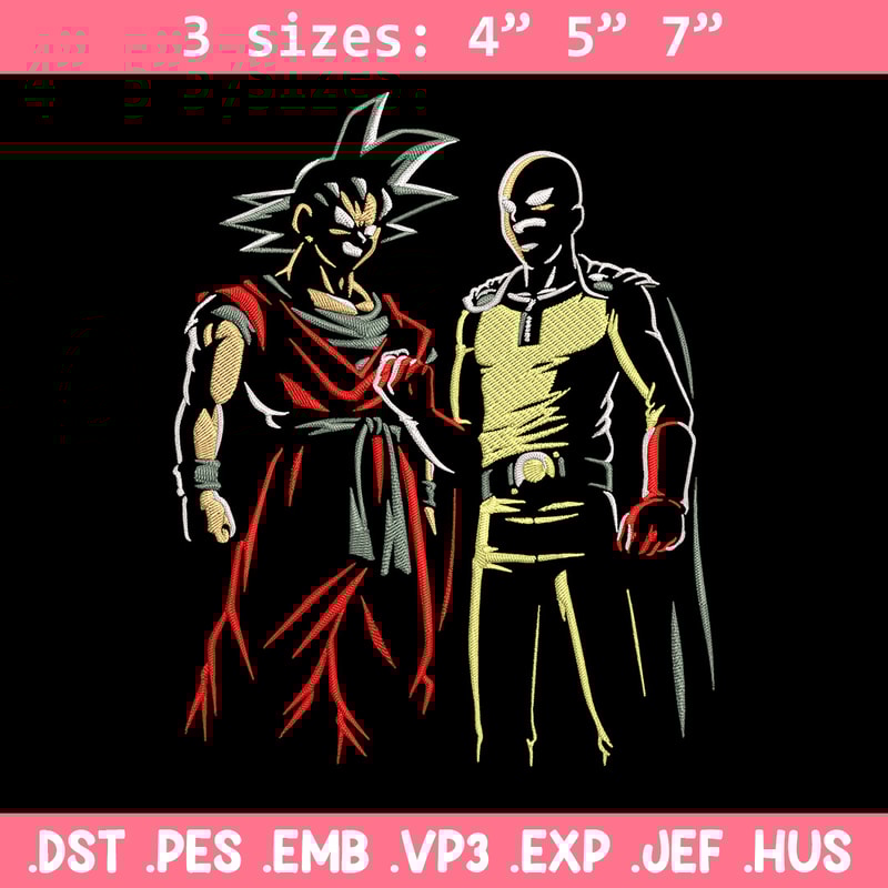 Goku x Saitama Embroidery Design, Dragonball Embroidery,Embroidery File, Anime Embroidery, Anime shirt, Digital download.jpg