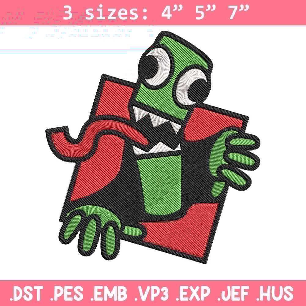 Green Rainbow Embroidery Design, Rainbow Friends Embroidery, Embroidery File, Anime Embroidery, Digital download.jpg