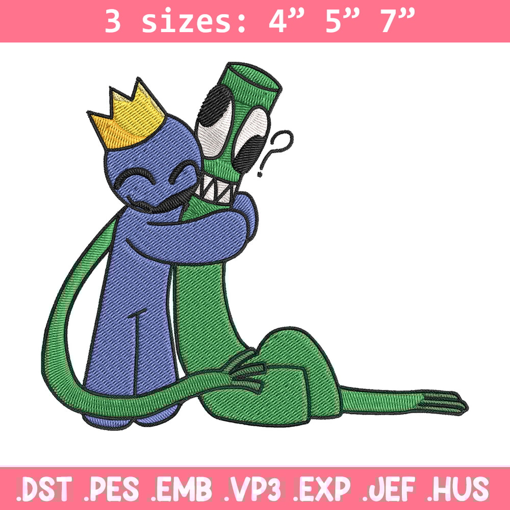 Green x blue Rainbow Embroidery Design, Rainbow Friends Embroidery, Embroidery File, Anime Embroidery, Digital download.jpg