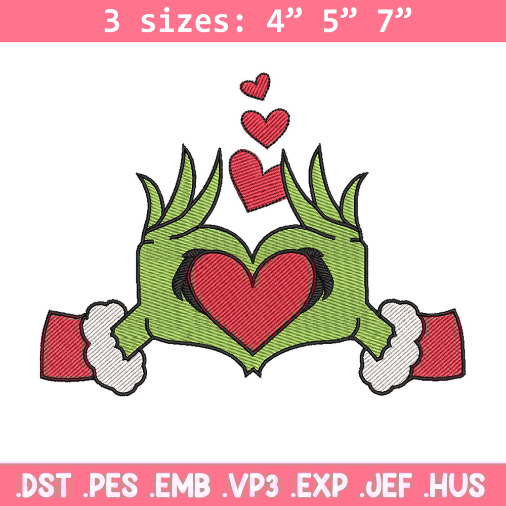 Grinch love embroidery design, Grinch embroidery, Chrismas design, Embroidery shirt, Embroidery file, Digital download.jpg
