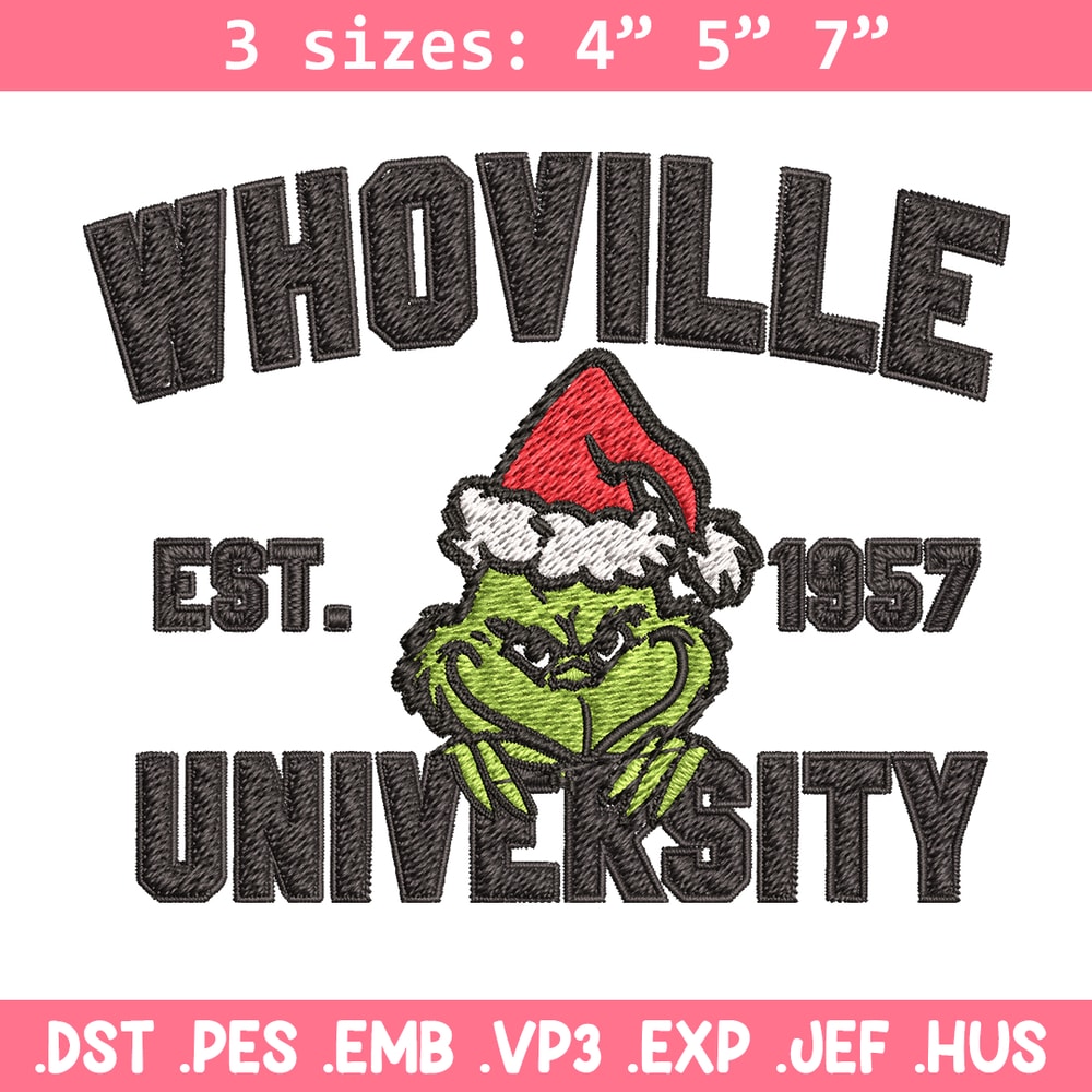 Grinch Whoville University Christmas Embroidery design, Grinch Christmas Embroidery, Grinch design, Digital download.jpg