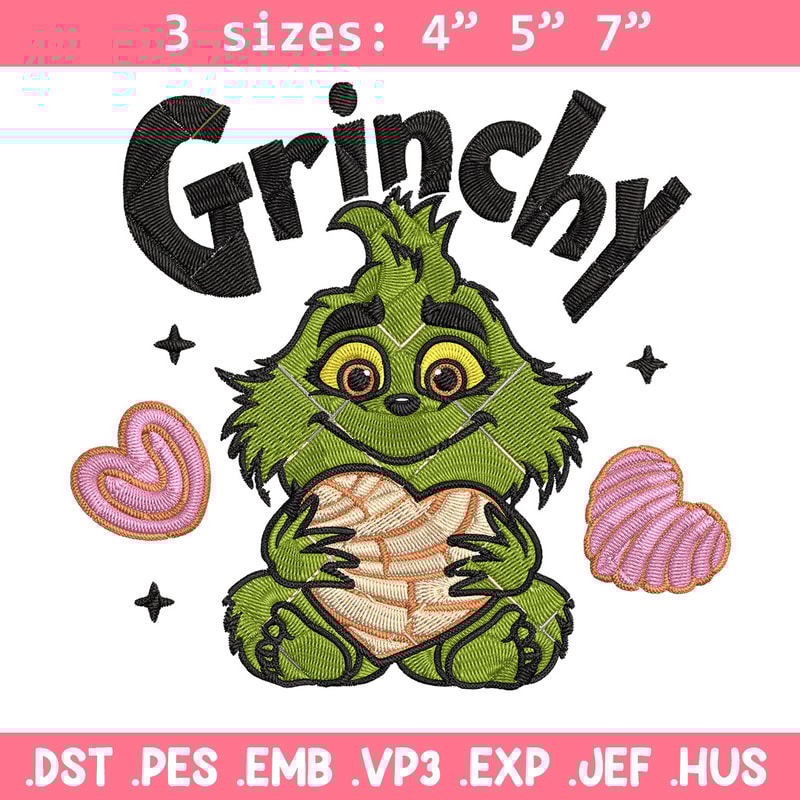 Grinchy cute Embroidery Design, Grinch Embroidery, Embroidery File, Chrismas Embroidery, Anime shirt,Digital download.jpg