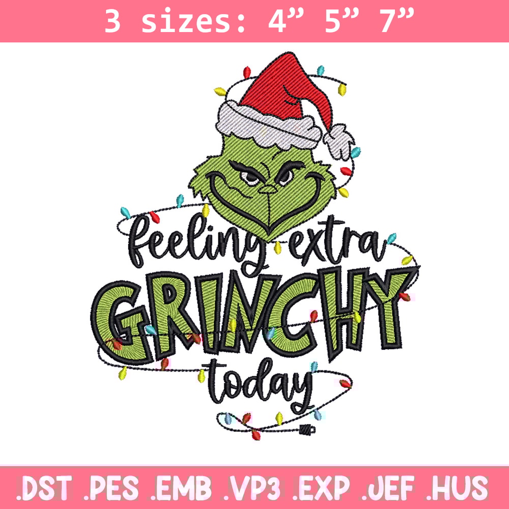 Grinchy today embroidery design,Grinch embroidery, Chrismas design, Embroidery shirt, Embroidery file, Digital download.jpg