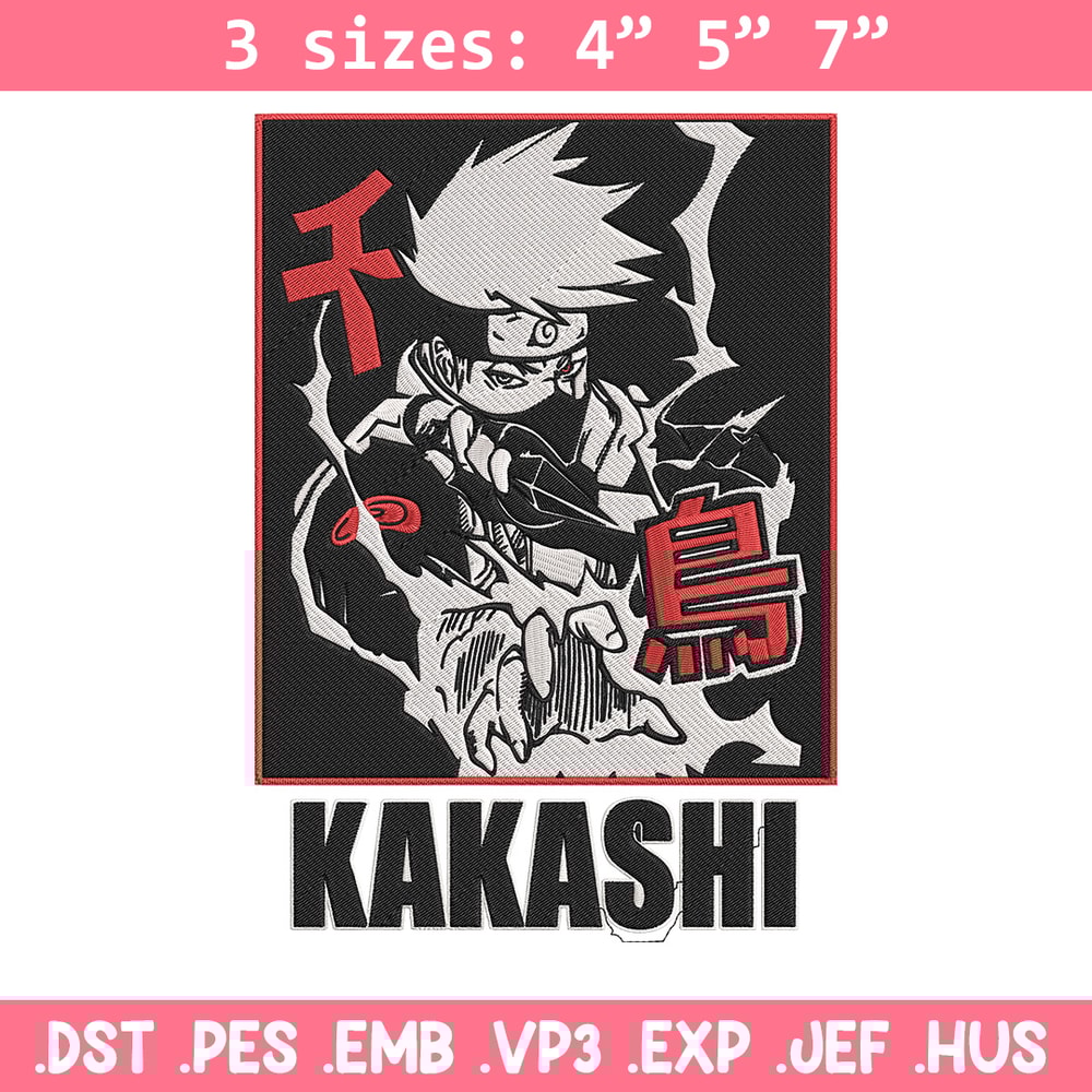 Hatake Kakashi Embroidery Design, Naruto Embroidery, Embroidery File, Anime Embroidery, Anime shirt, Digital download.jpg