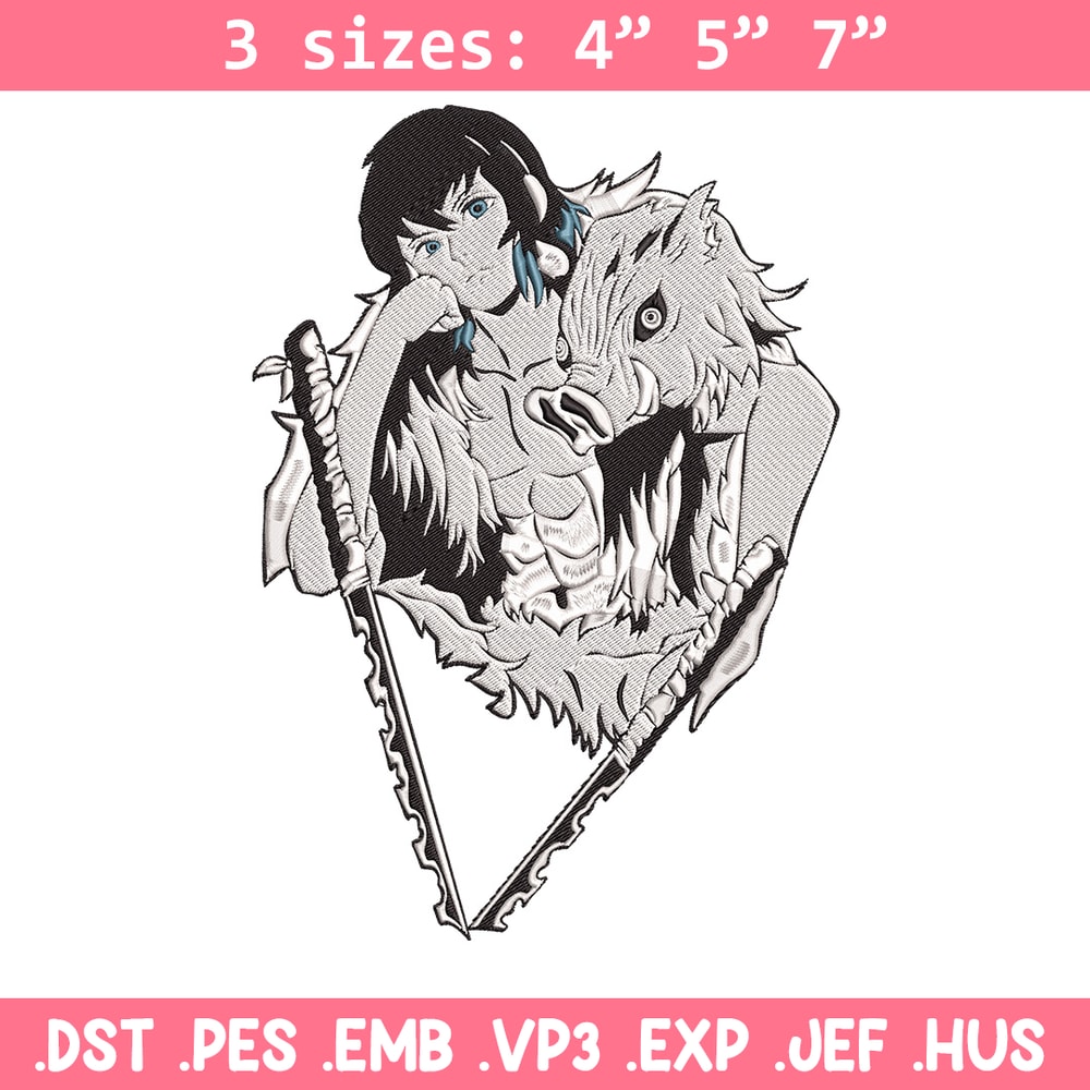 Inosuke poster Embroidery Design,Demon slayer Embroidery, Embroidery File,Anime Embroidery,Anime shirt,Digital download.jpg