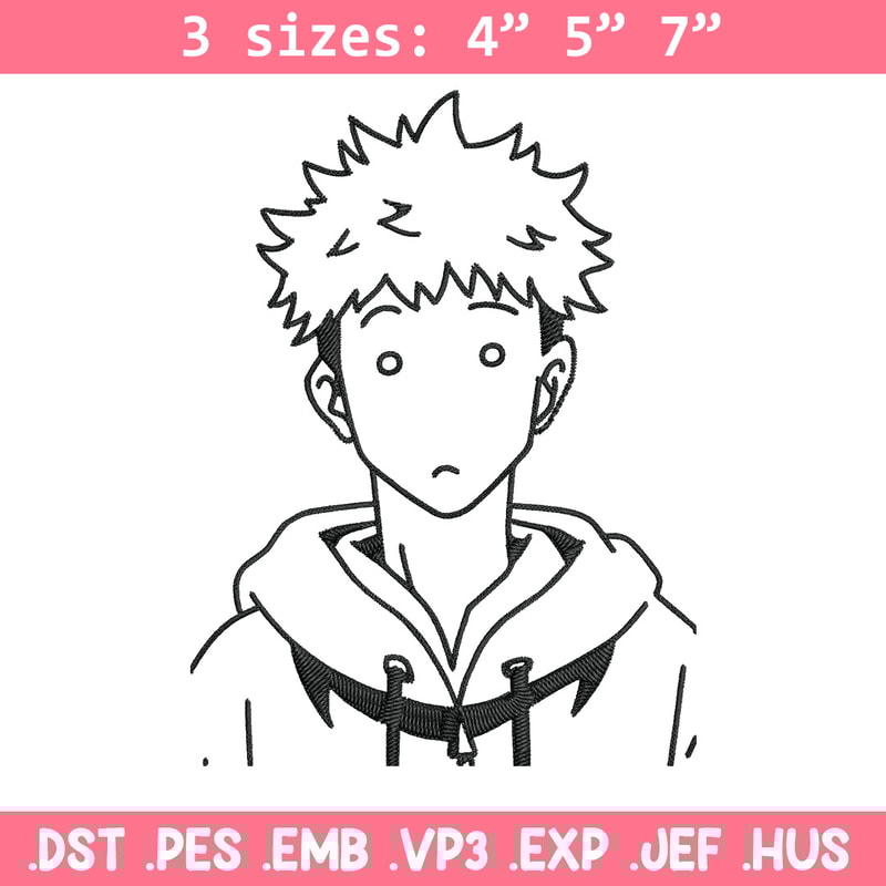 Itadori Yuji Embroidery Design,Jujutsu Embroidery, Embroidery File, Anime Embroidery, Anime shirt, Digital download.jpg