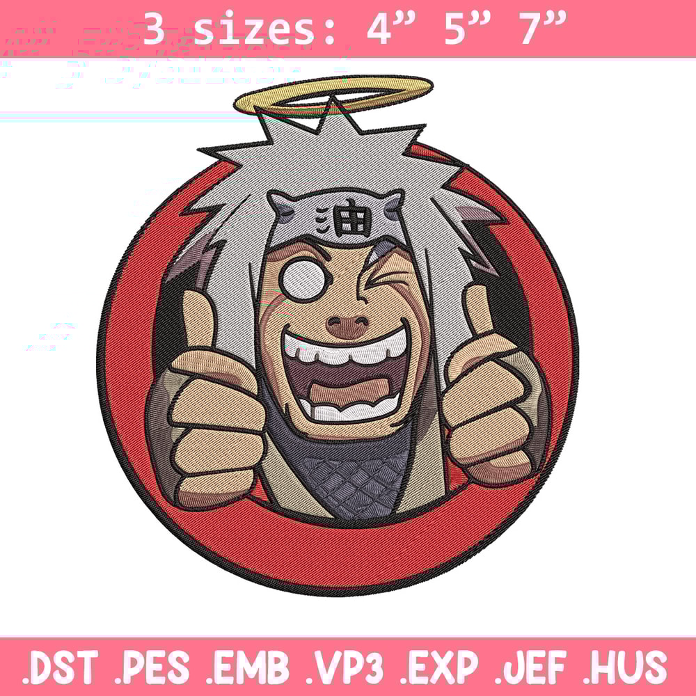 Jiraiya circle Embroidery Design, Naruto Embroidery, Embroidery File, Anime Embroidery, Anime shirt, Digital download.jpg