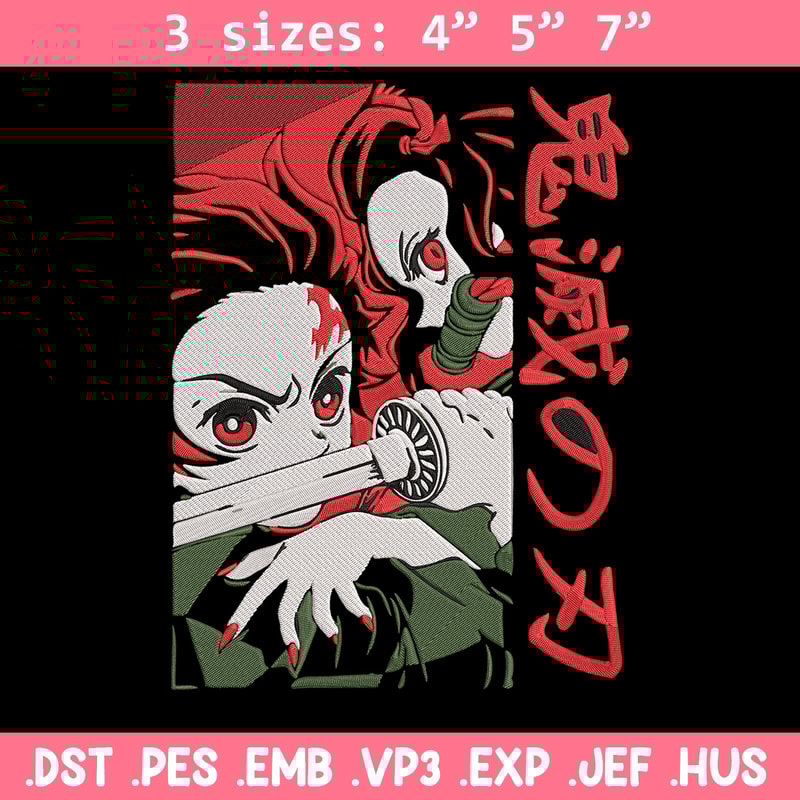 Kamado Tanjiro Embroidery Design, Demon slayer Embroidery, Embroidery File, Anime Embroidery, Digital download.jpg