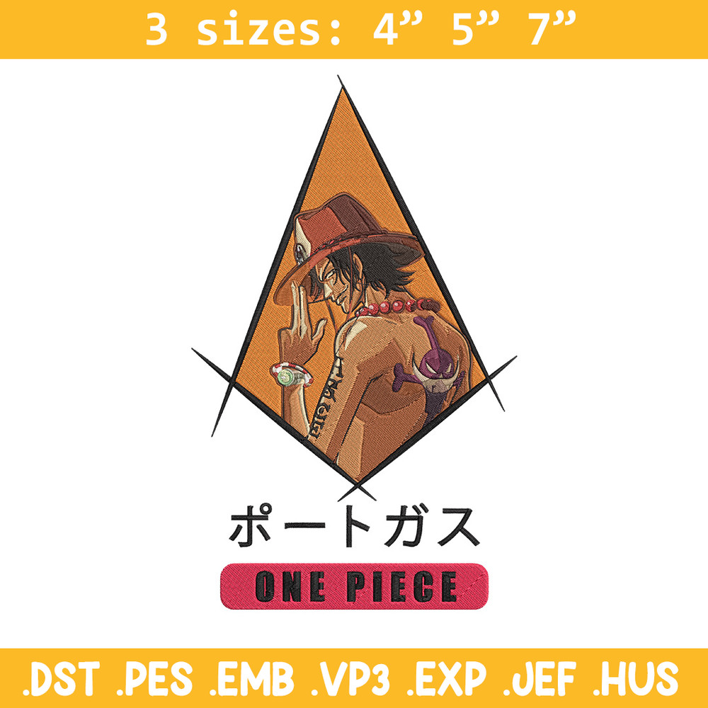 Ace poster Embroidery Design, One piece Embroidery, Embroidery File, Anime Embroidery, Anime shirt, Digital download..jpg