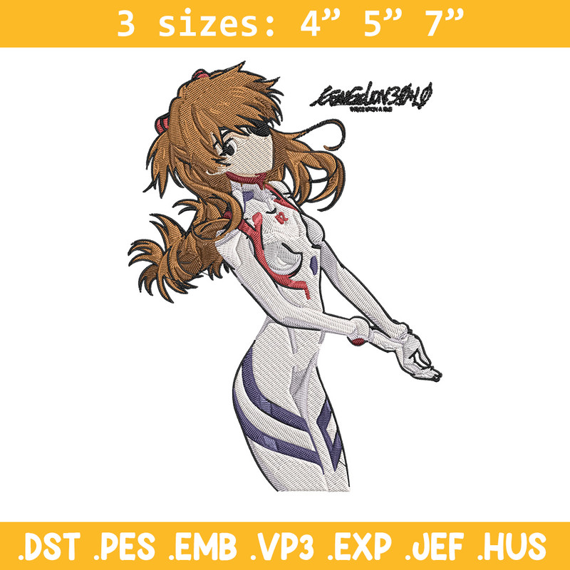 Asuka poster Embroidery Design, Evangelion Embroidery, Embroidery File, Anime Embroidery, Anime shirt, Digital download..jpg