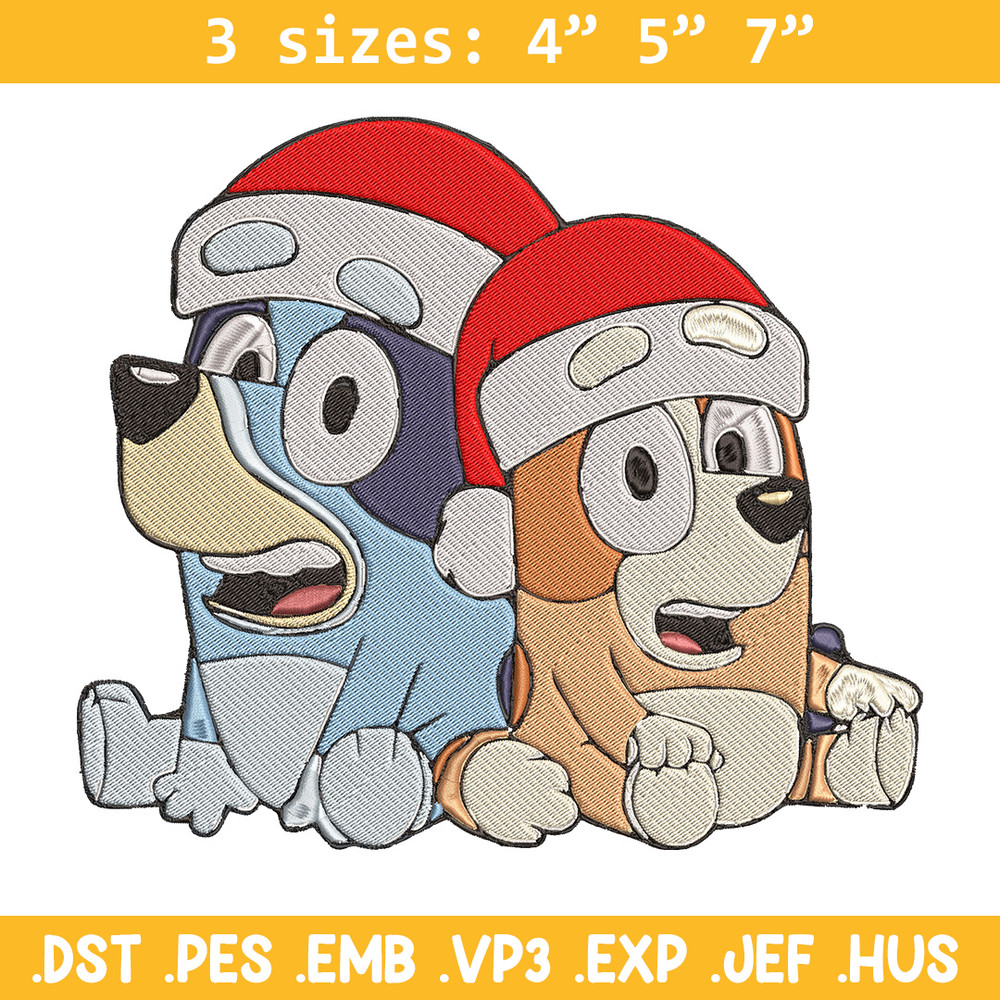 Bluey x Bingo Embroidery Design, Bluey Embroidery, Embroidery File, Chrismas Embroidery, Anime shirt, Digital download.jpg
