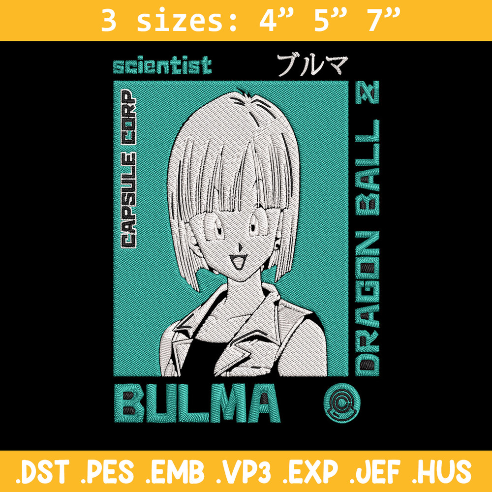 Bulma poster Embroidery Design, Dragonball Embroidery, Embroidery File, Anime Embroidery, Anime shirt, Digital download..jpg