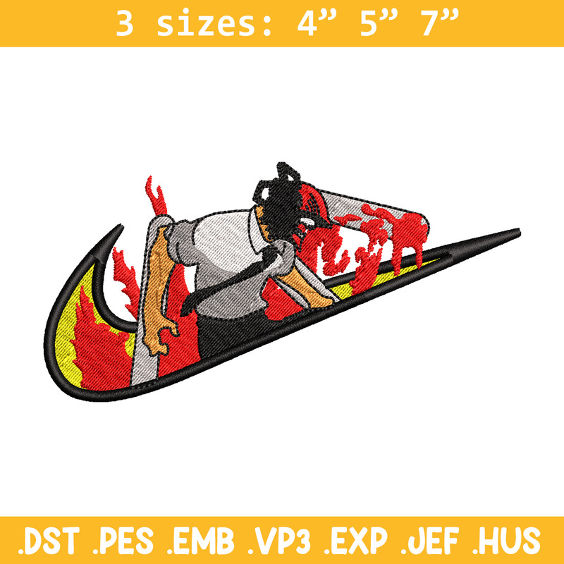 Chainsaw man Nike embroidery design, Chainsaw man embroidery, Nike design, anime design, anime shirt, Digital download.jpg