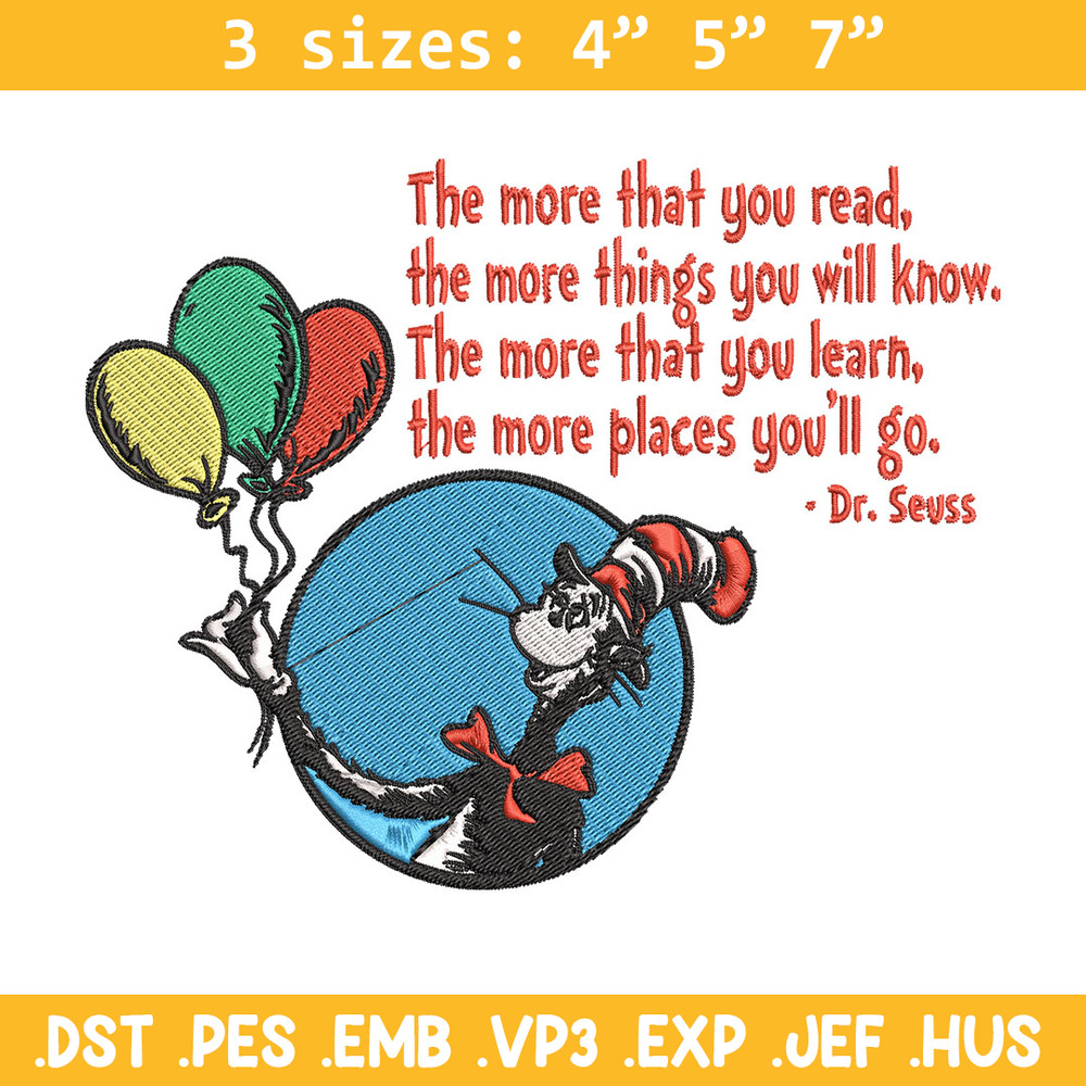 Dr Seuss with Balloon Embroidery Design, Dr Seuss Embroidery, Embroidery File, Embroidery design, Digital download..jpg