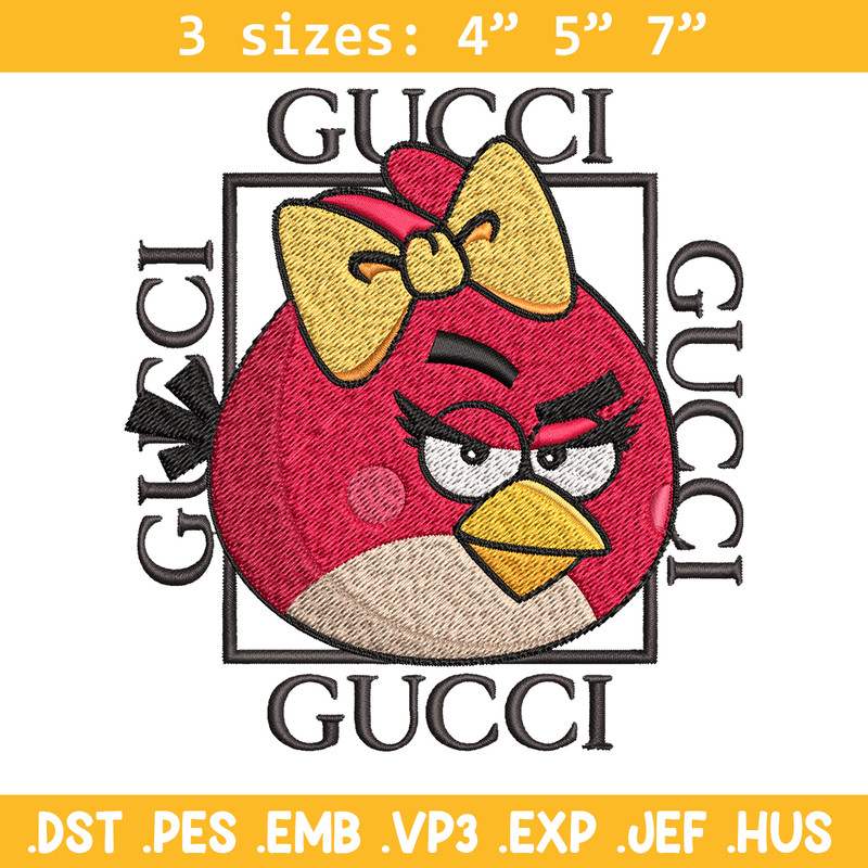 Girl Bird gucci Embroidery design, Angry Birds Embroidery, cartoon design, Embroidery File, logo shirt, Digital download.jpg