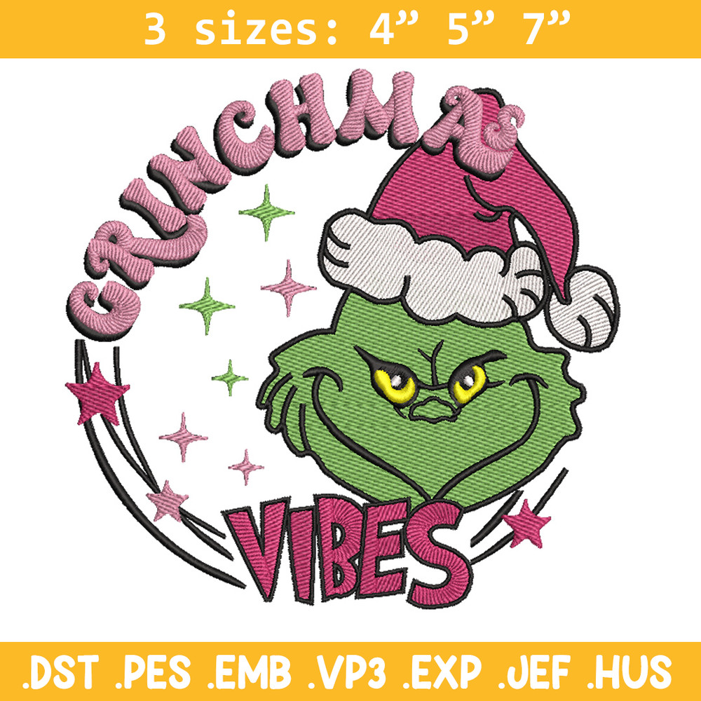 Grinch vibes embroidery design, Grinch embroidery, Chrismas design,Embroidery shirt, Embroidery file, Digital download.jpg