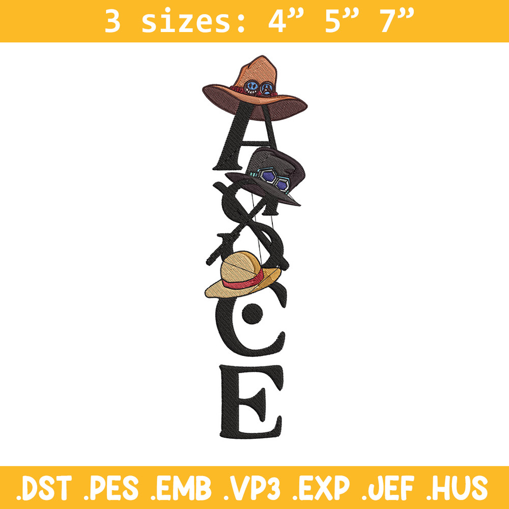 Ace tattoo Embroidery Design, One piece Embroidery, Embroidery File, Anime Embroidery, Anime shirt, Digital download.jpg