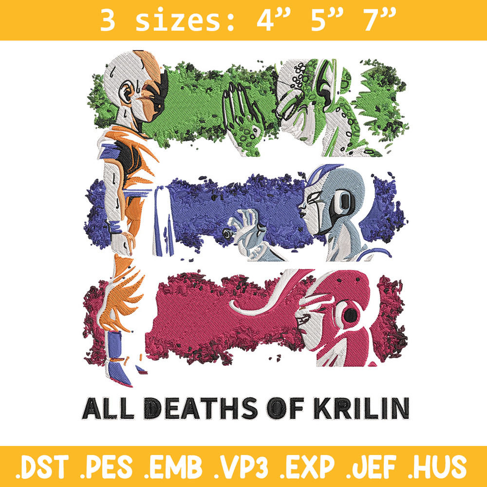 All deaths of krilin Embroidery Design, Dragonball Embroidery, Embroidery File, Anime Embroidery, Digital download.jpg