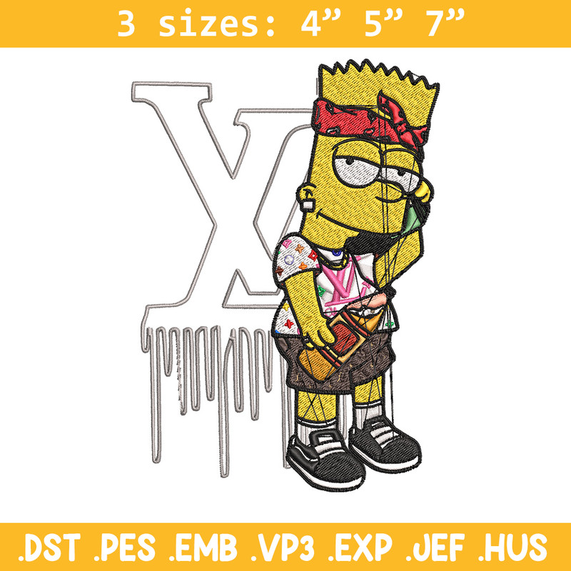Bart simpson lv Embroidery Design, Lv Embroidery, Embroidery File, Simpson Embroidery, Logo shirt, Digital download.jpg