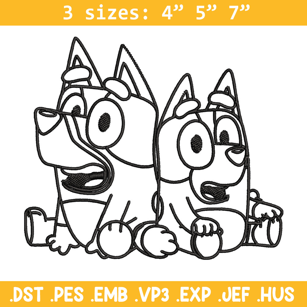 Bluey Bingo Coloring Pages Embroidery, Bluey Embroidery, Embroidery File, cartoon design, logo shirt, Digital download..jpg