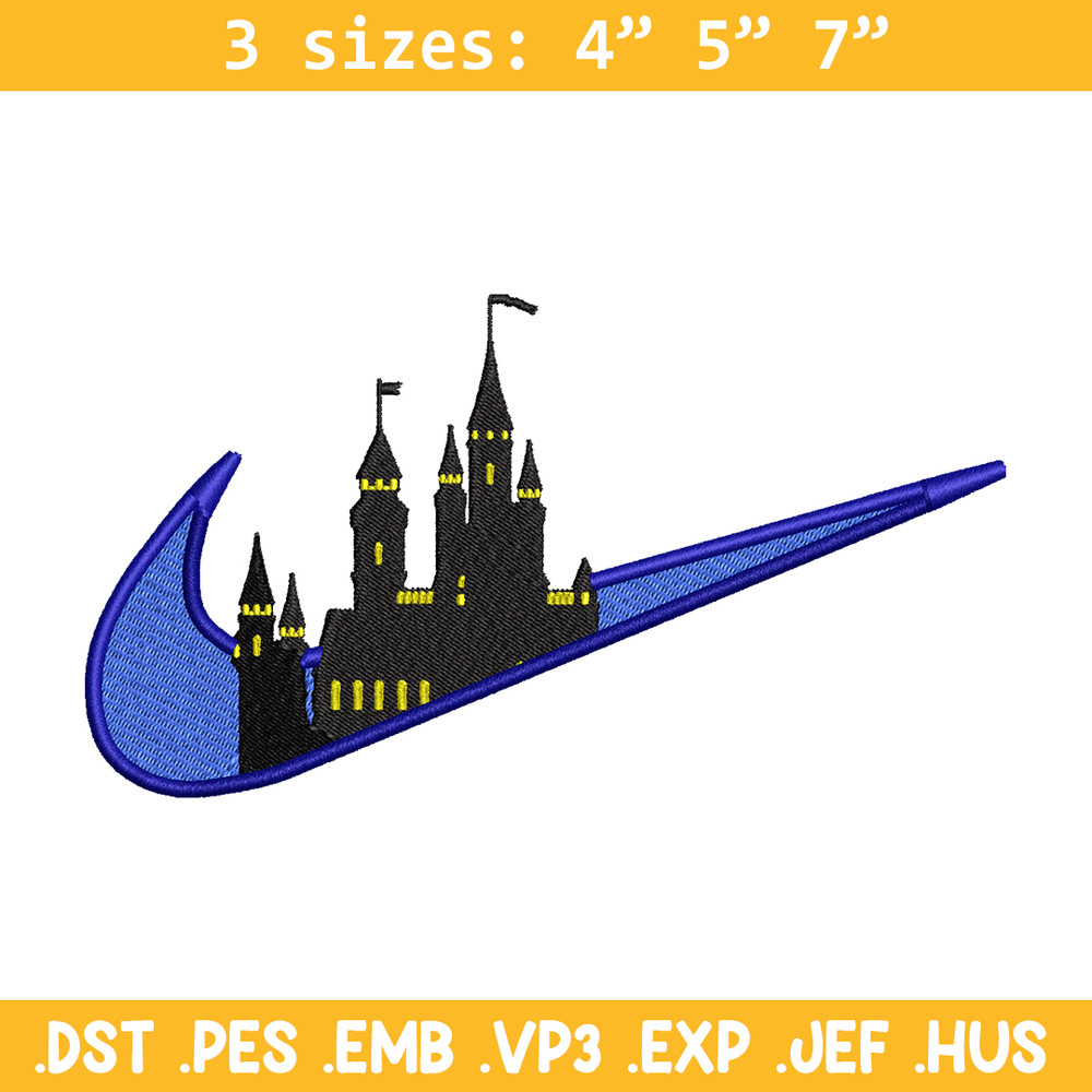 Castle Nike embroidery design, Castle embroidery, nike design, embroidery file, logo shirt, Digital download.jpg