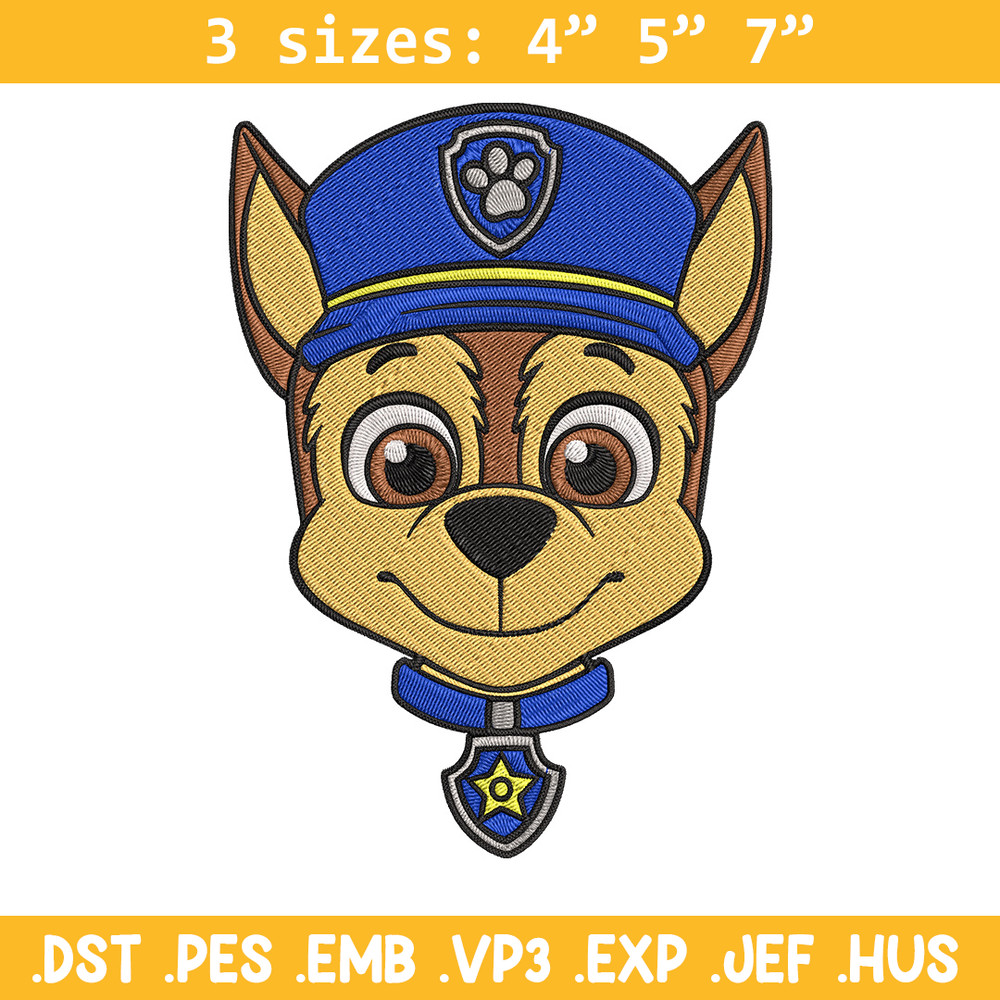 Chase dog Embroidery Design, Paw Patrol Embroidery, Embroidery File,Anime Embroidery, Anime shirt, Digital download.jpg