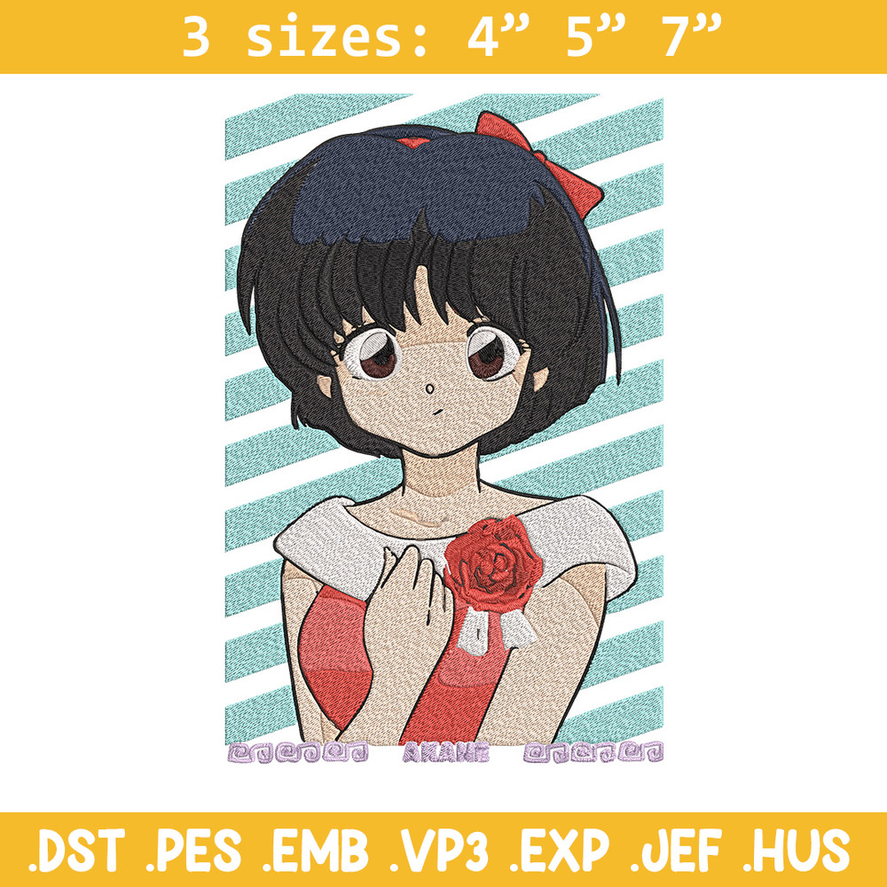 Akane Tendo Embroidery Design, Ranma Embroidery, Embroidery File, Anime Embroidery, Anime shirt, Digital download.jpg