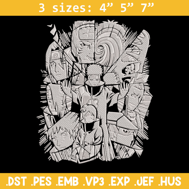 Akatsuki poster Embroidery Design, Naruto Embroidery, Embroidery File, Anime Embroidery, Anime shirt, Digital download.jpg