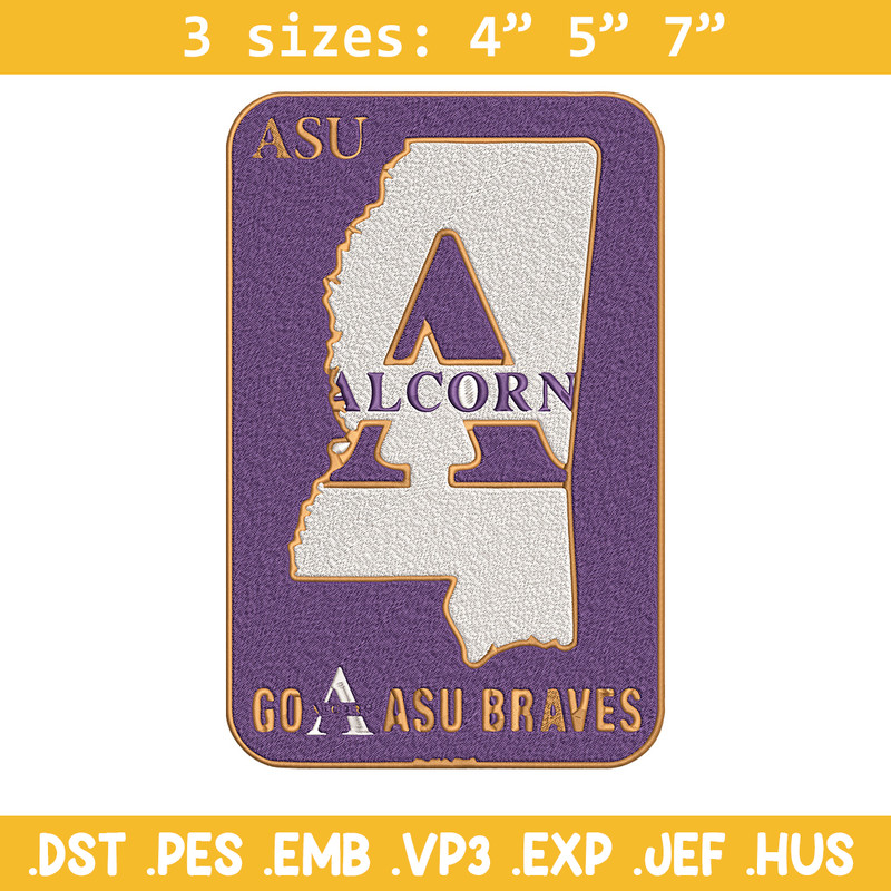 Alcorn State logo embroidery design, Logo embroidery, Sport embroidery, logo sport embroidery, Embroidery design.jpg