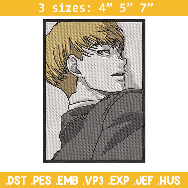 Armin poster Embroidery Design, Aot Embroidery, Embroidery File, Anime Embroidery, Anime shirt, Digital download.jpg