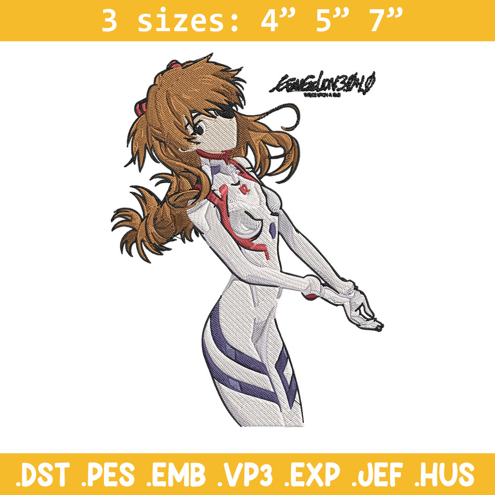 Asuka poster Embroidery Design, Evangelion Embroidery, Embroidery File, Anime Embroidery, Anime shirt, Digital download..jpg