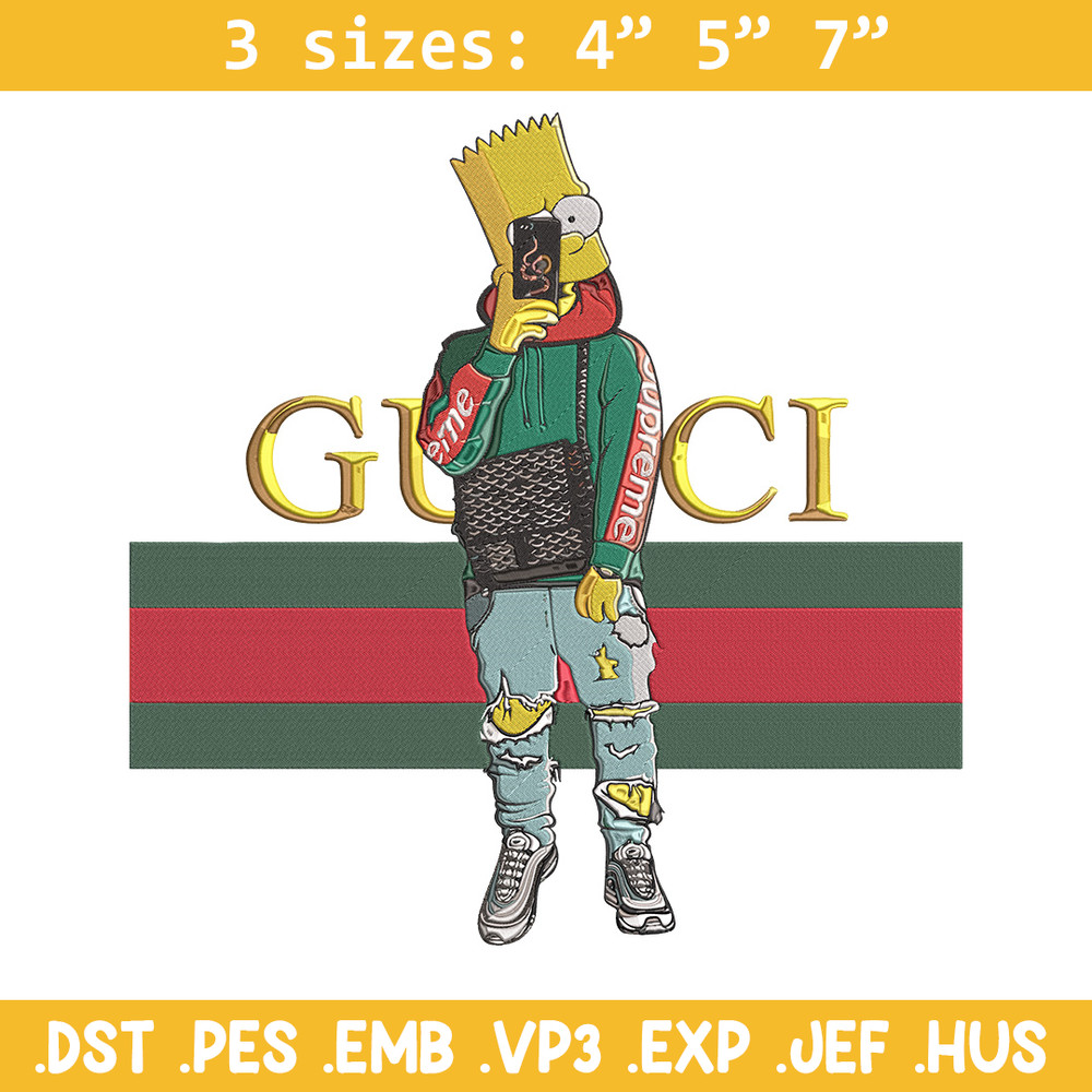 Bart Simpson Embroidery Design, Simpson Embroidery, Embroidery File, Anime Embroidery, Gucci shirt, Digital download.jpg