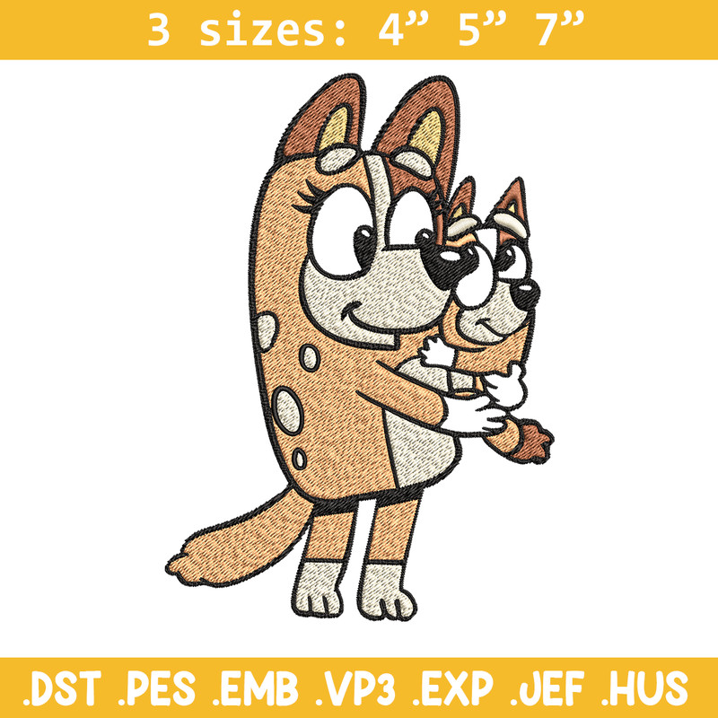Bingo and her Mum Embroidery, Bluey Embroidery, Embroidery File, cartoon shirt, cartoon design, Digital download..jpg