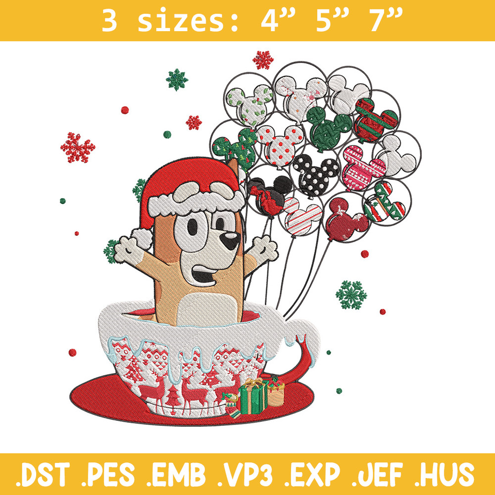 Bingo chrismas Embroidery Design, Bluey Embroidery, Embroidery File, Chrismas Embroidery, Anime shirt, Digital download.jpg